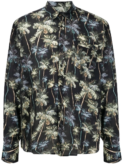 Shop Christian Pellizzari Palm Tree Print Shirt In Black