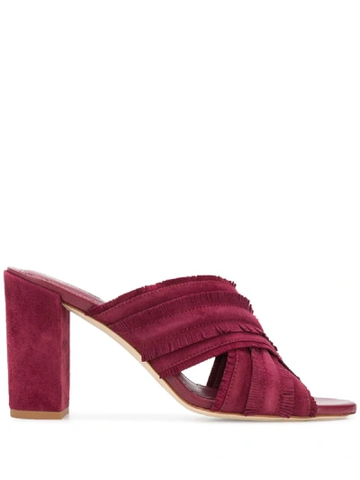 Shop Tod's Fringed Suede Sandals In Red