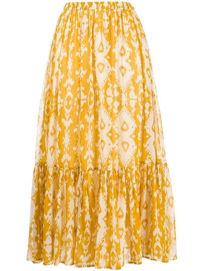 Shop Mes Demoiselles Pleated Skirt In Yellow