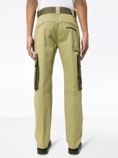 Shop Fendi Contrast Panel Cargo Pants In Green