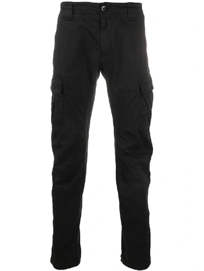 Shop C.p. Company Tapered Cargo Trousers In Black