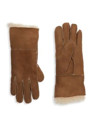 Shop Surell Toscana Fur-trim Gloves In Brown