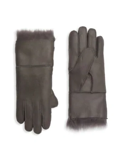 Shop Surell Toscana Fur-trim Gloves In Grey