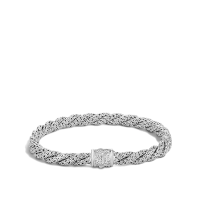 Shop John Hardy Twisted Chain 5.5mm Bracelet In White Diamond