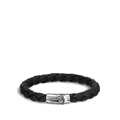 Shop John Hardy Leather Bamboo Station Bracelet In Silver