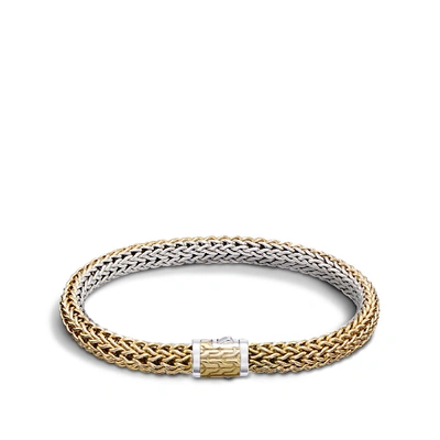 John Hardy Classic Chain 18k Yellow Gold & Sterling Silver Reversible Woven Bracelet/0.3" In Silver And Gold