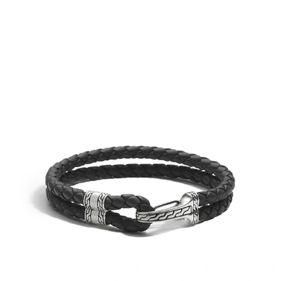 Shop John Hardy Leather 5mm Double Row Bracelet In Black