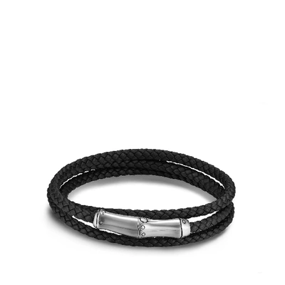 Shop John Hardy Leather Bamboo Triple Wrap Bracelet In Black