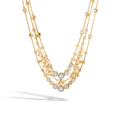 Shop John Hardy Hammered Multi Row Necklace In White Diamond