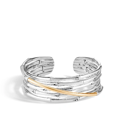 John Hardy Bamboo 18k Yellow Gold & Sterling Silver Flex Cuff In Sterling Silver And 18k Gold