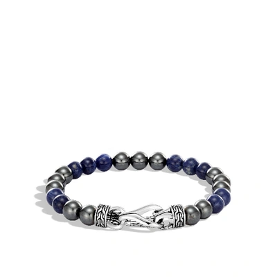John Hardy Sterling Silver, Jasper, Sodalite And Onyx Classic Chain Bead Bracelet In Hematite