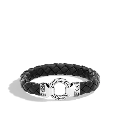 John Hardy Leather 12mm Ring Clasp Bracelet In Silver