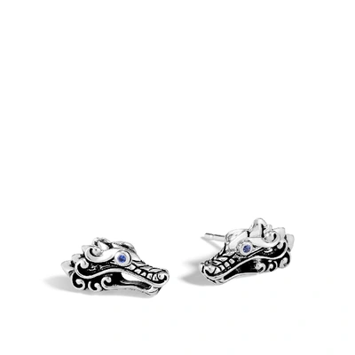 John Hardy Sterling Silver Legends Naga Stud Earrings With Blue Sapphire In Blue Sapphire
