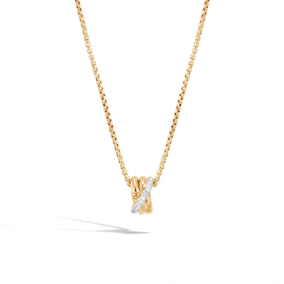 Shop John Hardy Bamboo Pavé Pendant Necklace In White Diamond