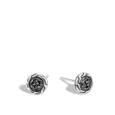 Shop John Hardy Carved Chain Pavé Stud Earring In Treated Black Sapphire