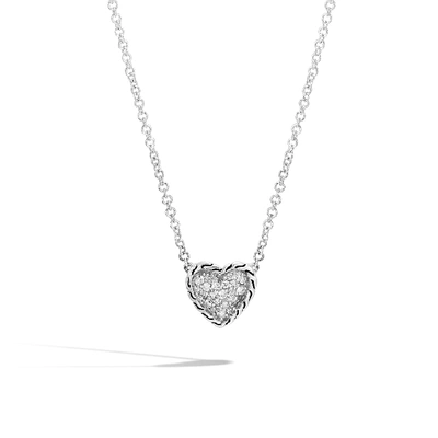 John Hardy Classic Chain Heart Necklace In White Diamond