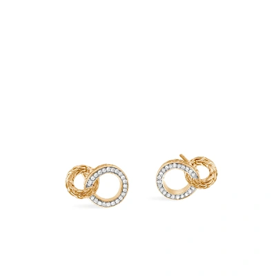 Shop John Hardy Carved Chain Pavé Stud Earring In Gold