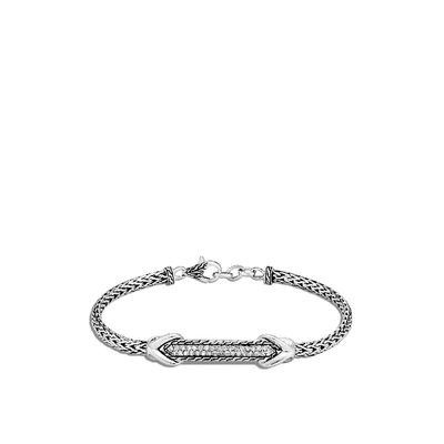 Shop John Hardy Asli Link Id Bracelet In White Diamond