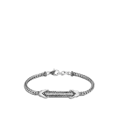 John Hardy Asli Classic Chain Pave Station Bracelet In White Diamond