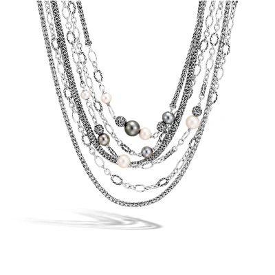 John Hardy Remix Multi-row Freshwater And Tahitian Pearl Necklace In Tahitian Pearl