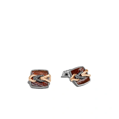 John Hardy Asli Classic Chain Link Cufflinks In Red Tiger Iron