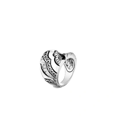John Hardy Lahar Saddle Ring In White Diamond