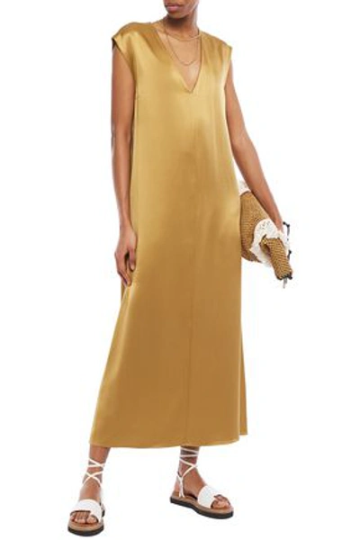 Shop Joseph Silk-satin Maxi Dress In Bronze
