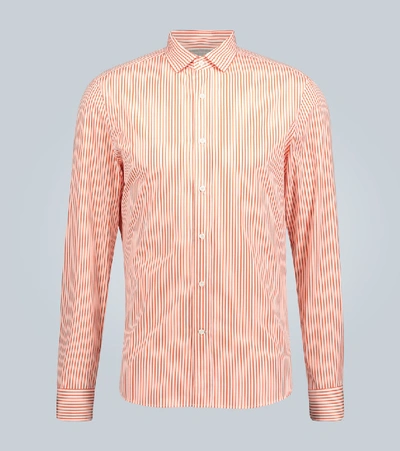 Shop Brunello Cucinelli Striped Cotton Shirt In Orange