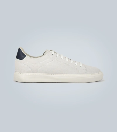 Shop Brunello Cucinelli Suede Sneakers In White