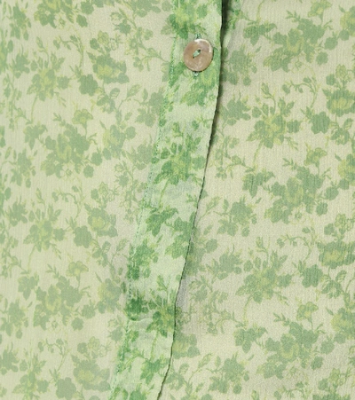 Shop Acne Studios Floral Silk Chiffon Midi Dress In Green