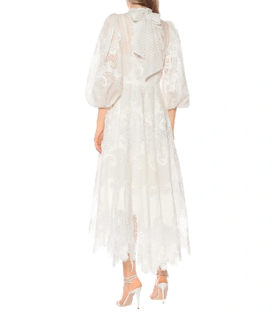 Shop Zimmermann Brightside Embroidered Linen And Silk Dress In White