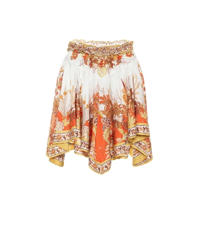 Shop Zimmermann Brightside Printed Silk-twill Miniskirt In Gold