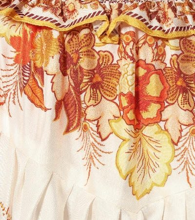 Shop Zimmermann Brightside Printed Silk-twill Miniskirt In Gold