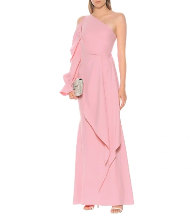 Shop Roland Mouret Santorini One-shoulder Crêpe Dress In Pink