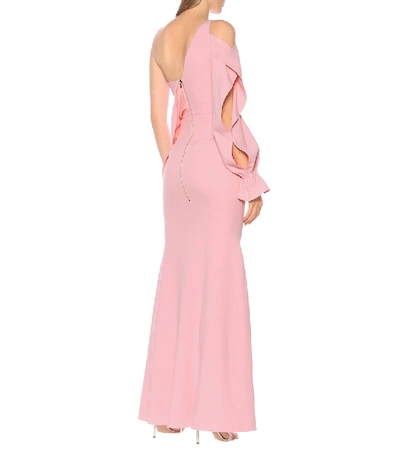 Shop Roland Mouret Santorini One-shoulder Crêpe Dress In Pink