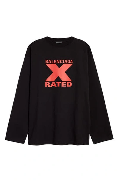 Shop Balenciaga X-rated Oversize Graphic Tee In Black/ Red