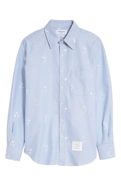 Shop Thom Browne Straight Fit Button-up Shirt In Blue