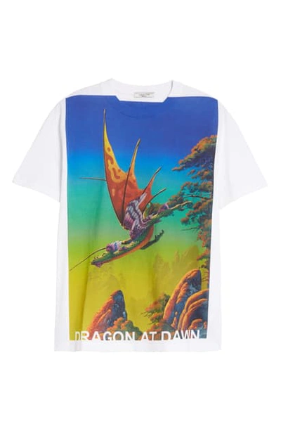 Shop Valentino Dragon At Dawn Graphic Tee In Blue Multi