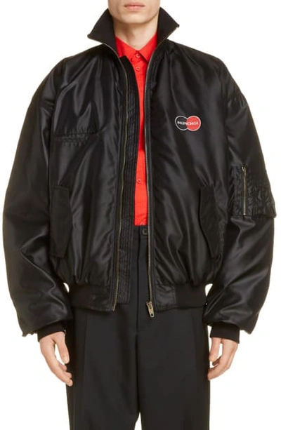 Shop Balenciaga Uniform Nylon Bomber Jacket In Black