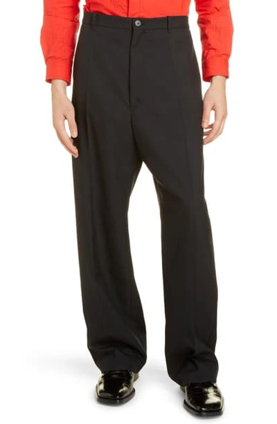 Shop Balenciaga Baggy Tailored Trousers In Black