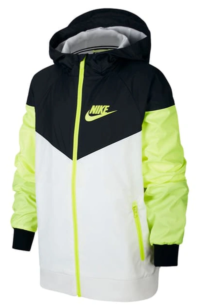 Shop Nike Windrunner Water Resistant Hooded Jacket In White/ Black/ Volt