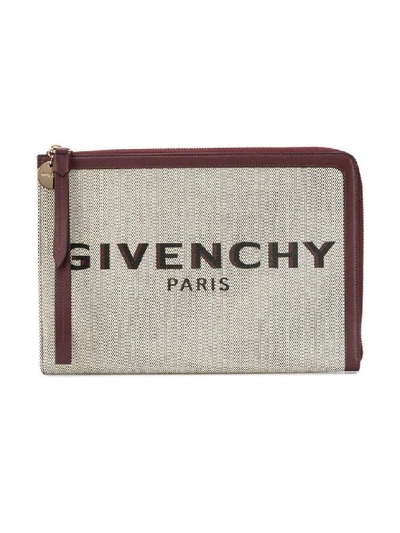 Shop Givenchy Large Bond Logo Clutch In Grey