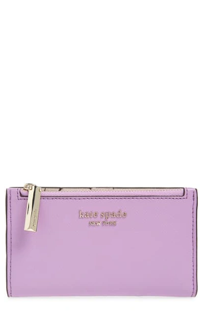 Shop Kate Spade Small Spencer Saffiano Leather Bifold Wallet In Iris Bloom