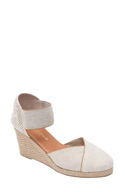 Shop Andre Assous Anouka Espadrille Wedge In Beige Linen Fabric