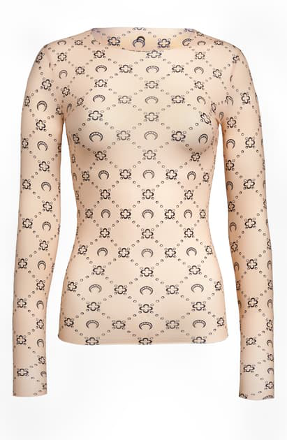 Marine Serre Moon Monogram Print Jersey Top In Neutrals | ModeSens