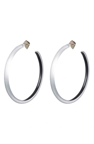 Shop Alexis Bittar Large Skinny Hoop Earrings In Silver