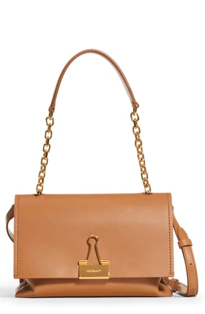 Shop Off-white Medium Binder Clip Leather Shoulder Bag In Brown No Color