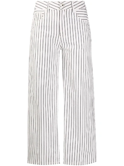 Shop Dondup Striped Print Trousers In White