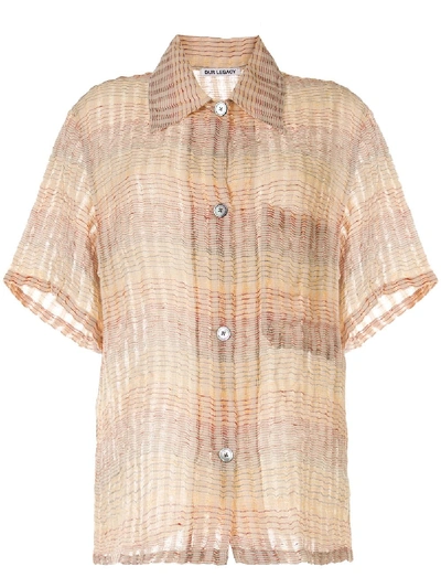 Shop Our Legacy Oversized Striped Shirt In Brown
