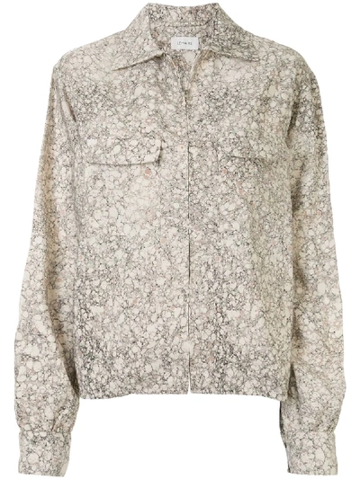 Shop Lemaire Chalk-print Zipped Shirt In Neutrals